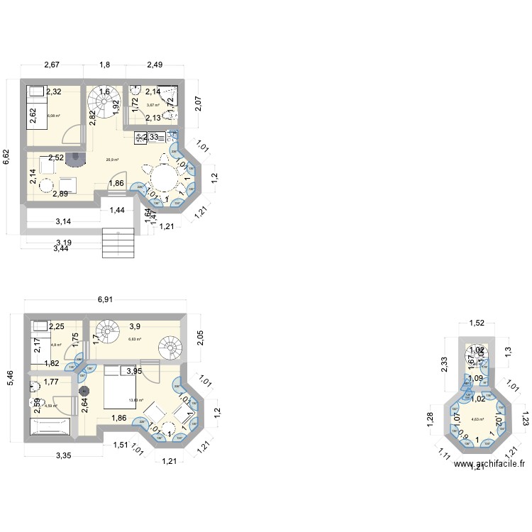 CASA LUNA. Plan de 9 pièces et 67 m2