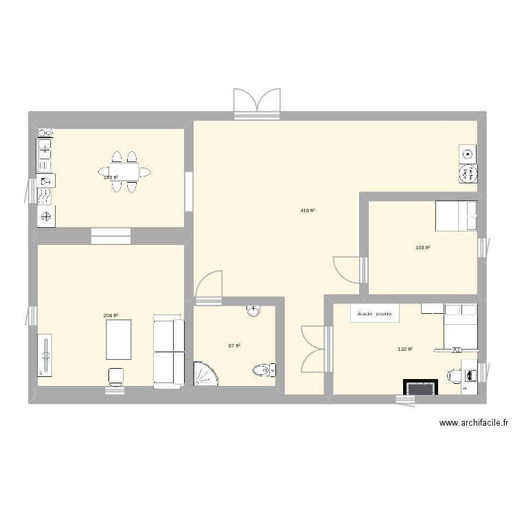 mathwork. Plan de 6 pièces et 99 m2