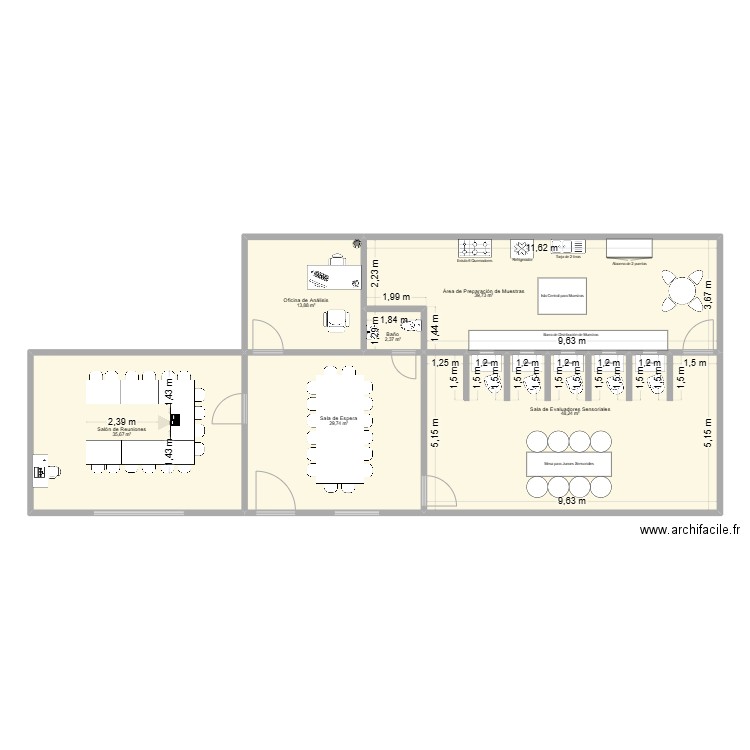 Instalaciones Laboratorio de Análisis Sensorial. Plan de 6 pièces et 170 m2