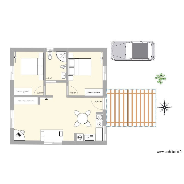 T2+1. Plan de 0 pièce et 0 m2