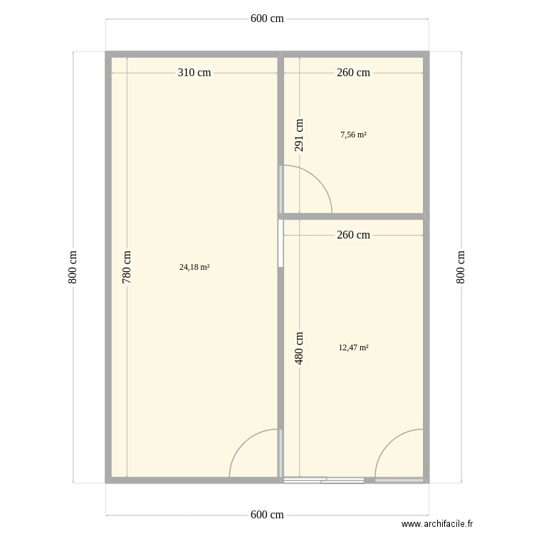 Plano85. Plan de 3 pièces et 44 m2