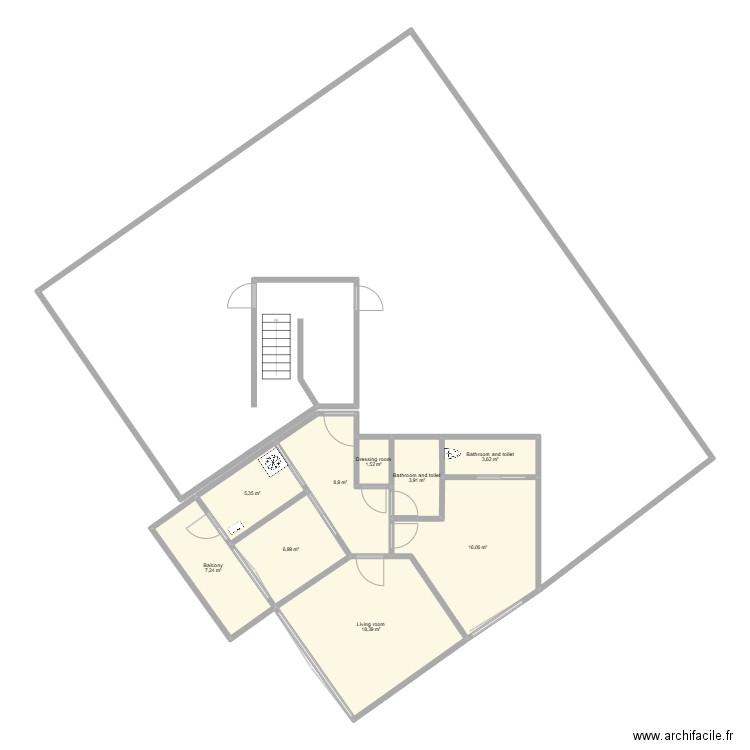 gd52s. Plan de 9 pièces et 72 m2