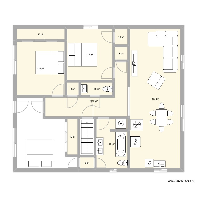 étage 18e plan2. Plan de 12 pièces et 84 m2