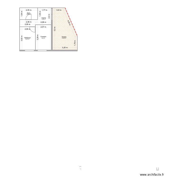 Can travi 2. Plan de 5 pièces et 38 m2
