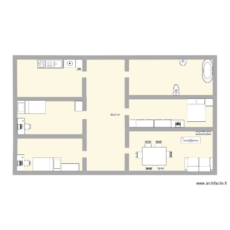FrancesMapa. Plan de 1 pièce et 90 m2