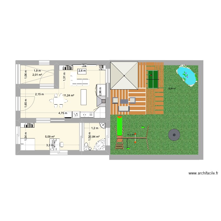 one room home. Plan de 0 pièce et 0 m2