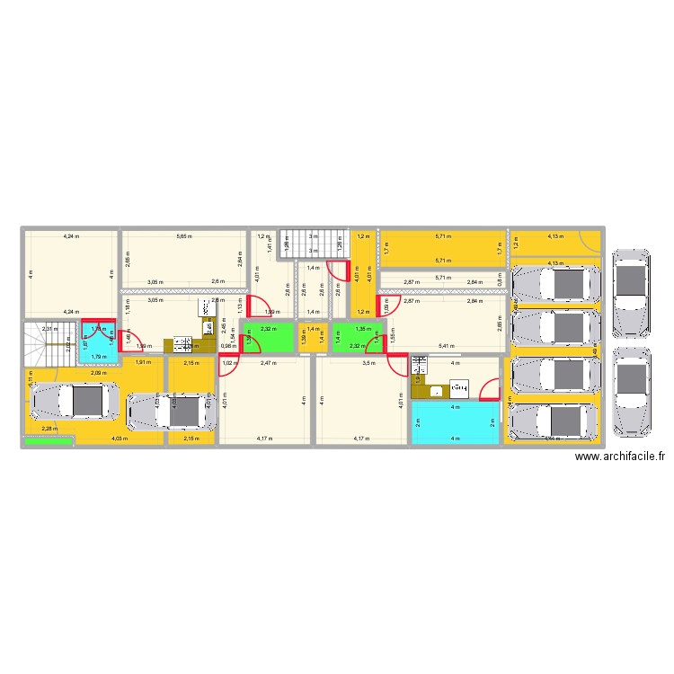 departamentos. Plan de 24 pièces et 234 m2