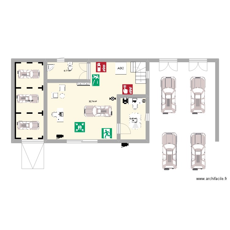empresa sis. Plan de 4 pièces et 57 m2