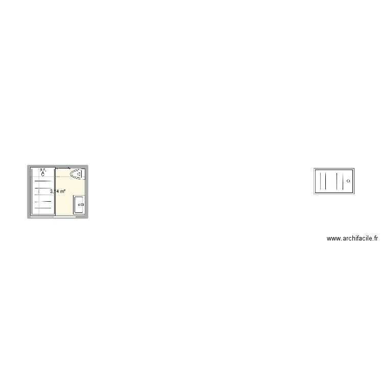 monterrubio baño. Plan de 1 pièce et 3 m2