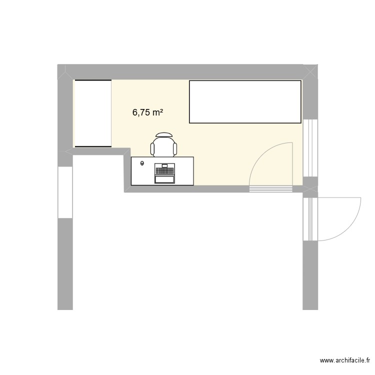 pieza alvaro. Plan de 1 pièce et 7 m2