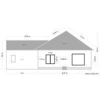 Plan façade  ouest toit ardoise garage 30m²