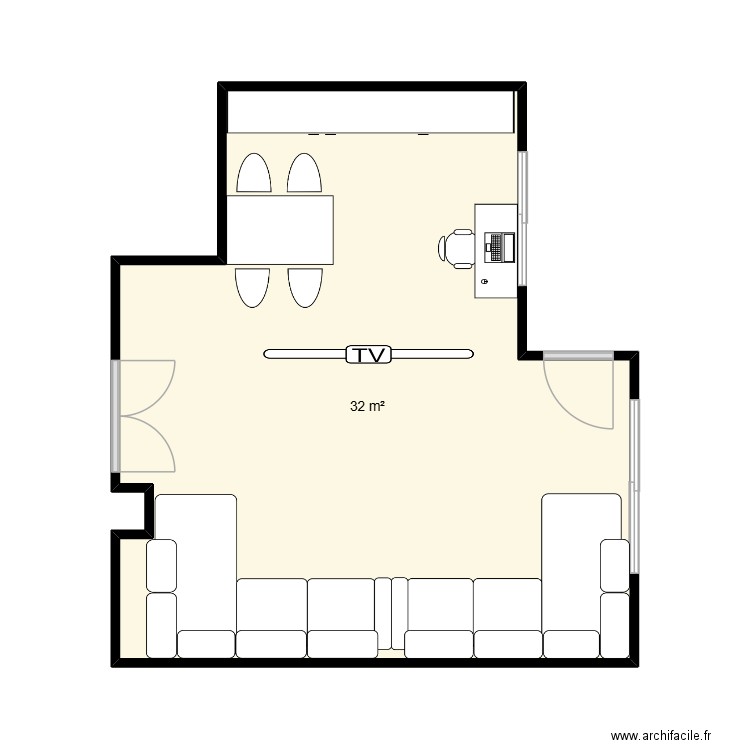 SALON 02. Plan de 1 pièce et 32 m2