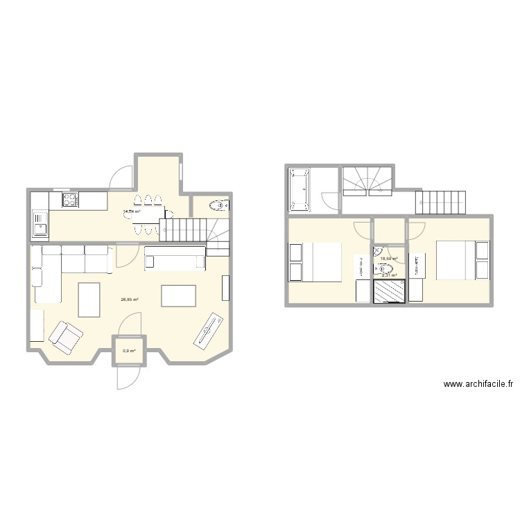 Cottage layout option 3. Plan de 5 pièces et 63 m2