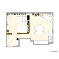 Flat living room & kitchen Paris 19 v2