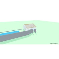 Pool house - plain pied - chambre arrière avec toiture + piscine