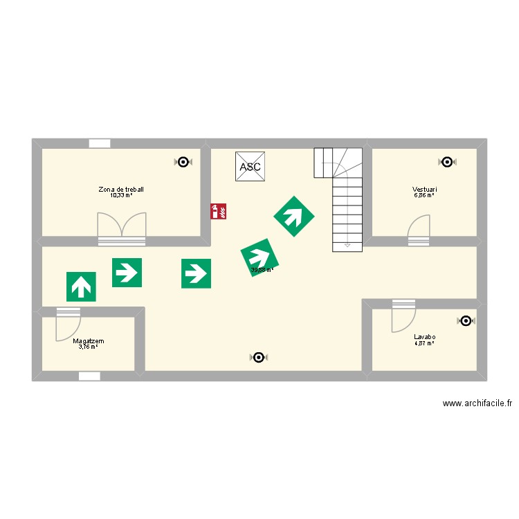 planta primera. Plan de 5 pièces et 66 m2