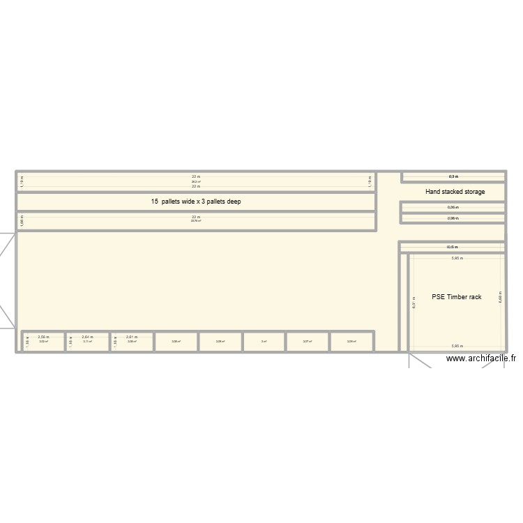 Temp warehouse. Plan de 16 pièces et 315 m2