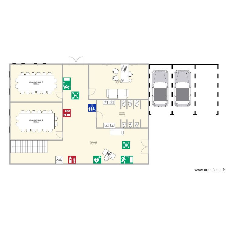 Plànol d'emergència i evacuació, primer pis. Plan de 0 pièce et 0 m2