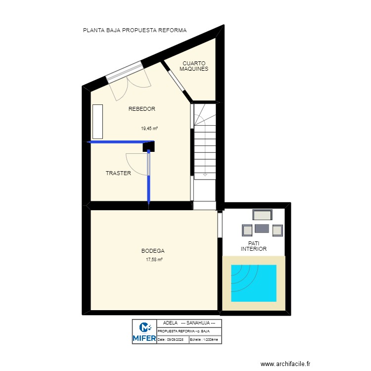 ADELA  (PLANTA BAJA PROPUESTA REFORMA).. Plan de 2 pièces et 37 m2