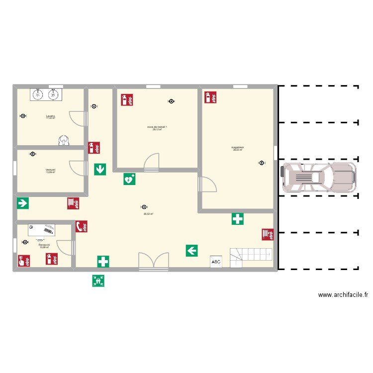 ipo. Plan de 6 pièces et 195 m2