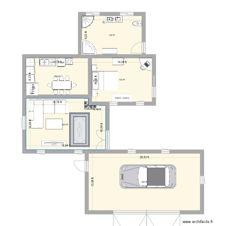 projet math. Plan de 0 pièce et 0 m2