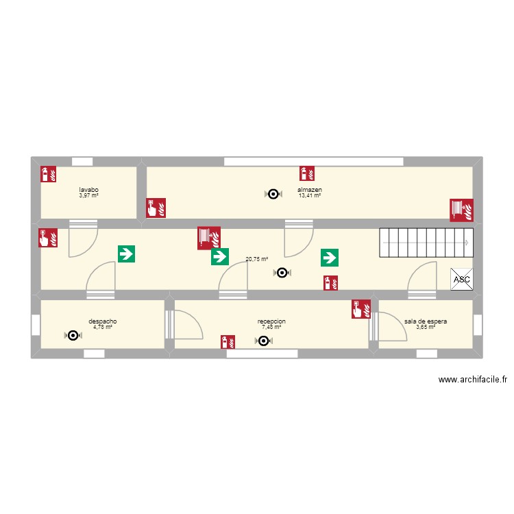punto de reuniomn. Plan de 6 pièces et 54 m2