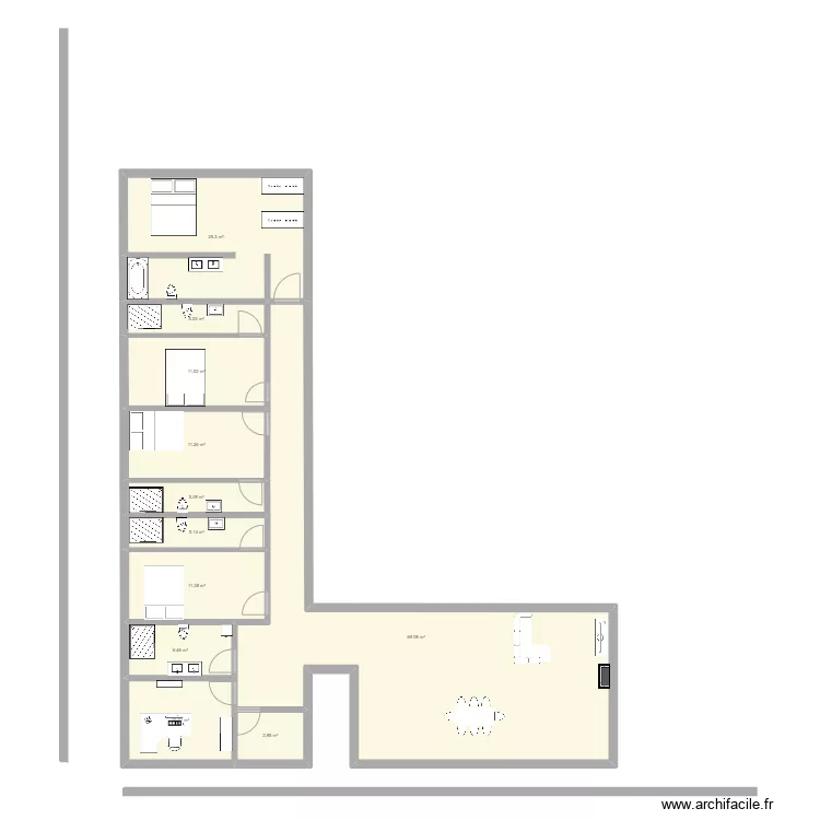 Casa em L. Planta de Casa em L. Planta de