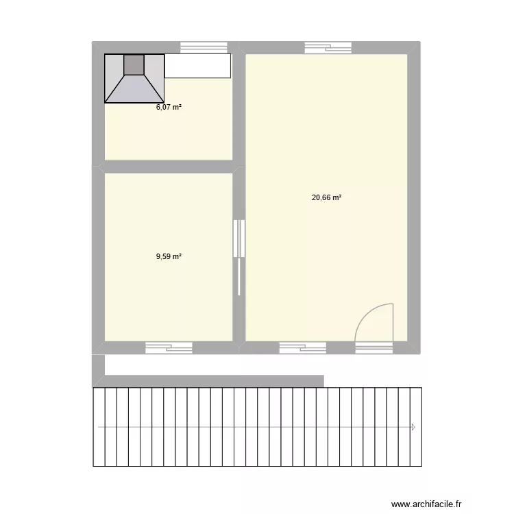 Cozinha Velha. Planta de 3  e 36 m²