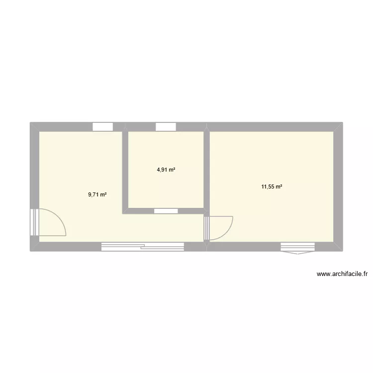 Casa-ro&ccedil;a. Planta de 3 Divisões e 26 m²