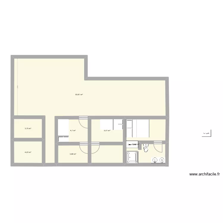 Projeto Ref&uacute;gio. Planta de 7  e 87 m²