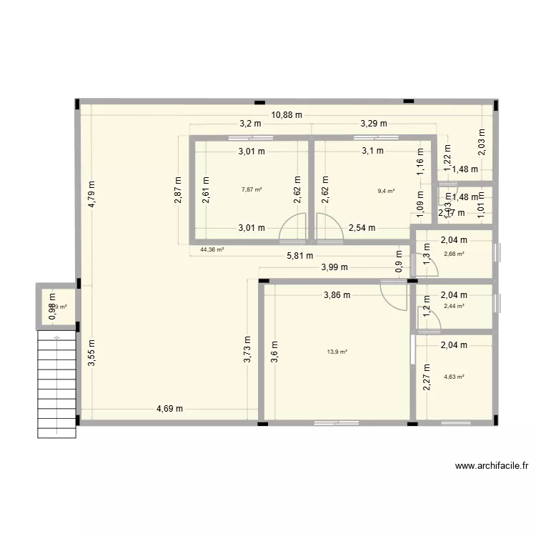 Casa v2. Planta de 8  e 86 m²