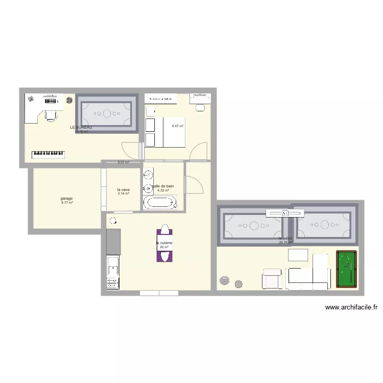 Maison pour deux perssones. Planta de 