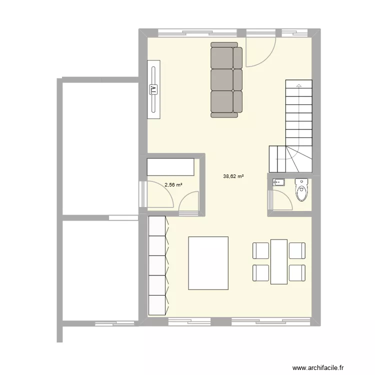 casa1. Planta de 2 Divisões e 41 m²