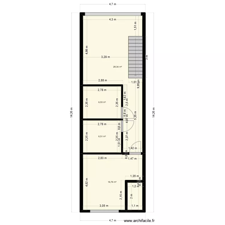 Minha casa minha vida parte de cima. Planta de 4  e 58 m²