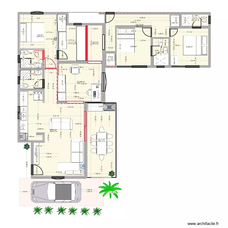 S&Atilde;O GABRIEL.6. Planta de 15 peças e 115 m²