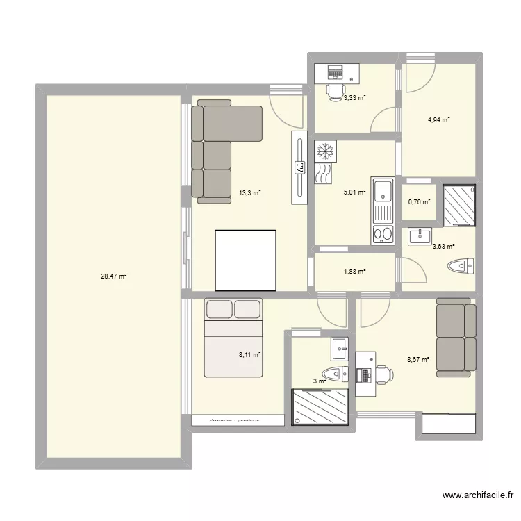 Ap01mobiliado. Planta de 11 Divisões e 81 m² Ap01mobiliado. Planta de 11 Divisões e 81 m²