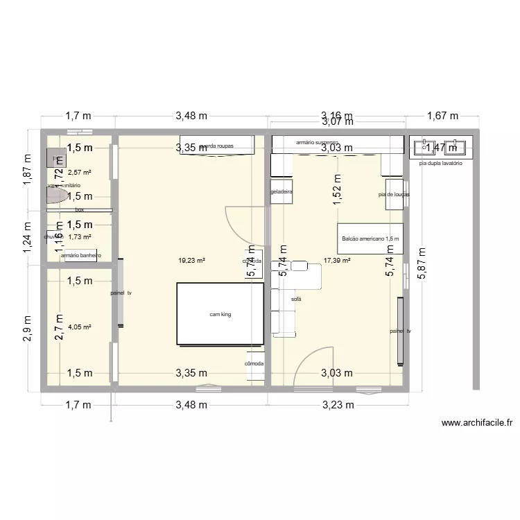 Planta baixa - Casa do Cauan. Planta de 5  e 45 m²