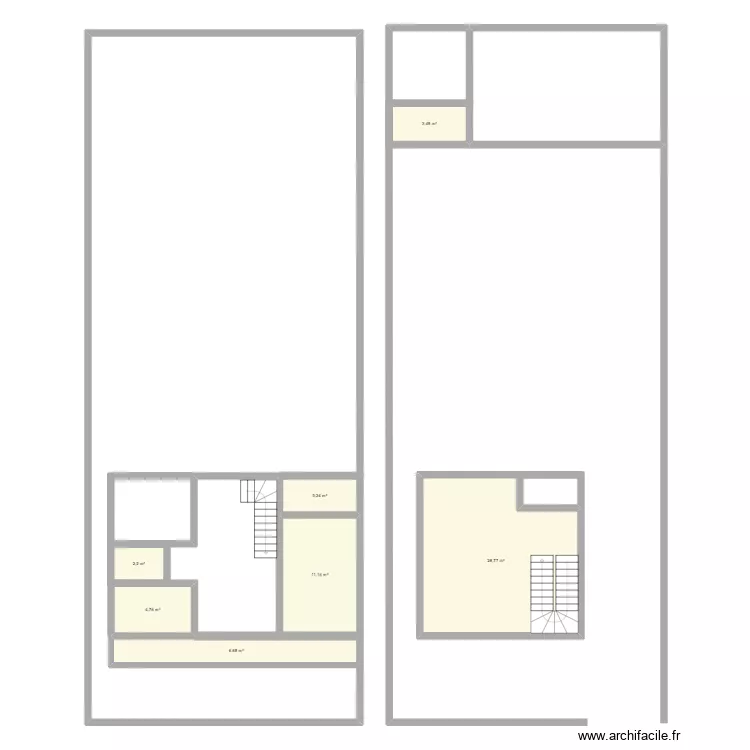 planta sobrado. Planta de 7  e 61 m²