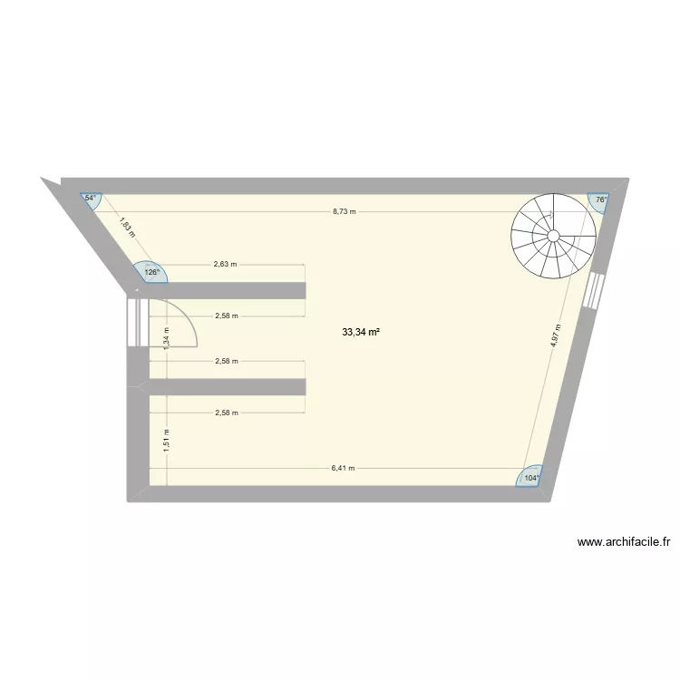 Treino. Planta de 2  e 45 m²