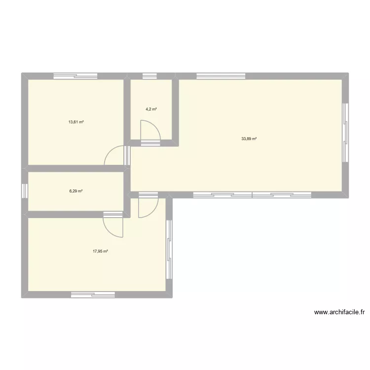 minha casa. Planta de 5 peças e 76 m²