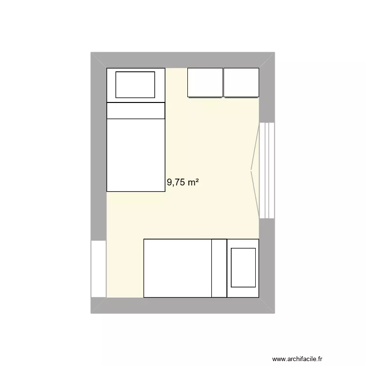Qto frt. Planta de 1  e 10 m²