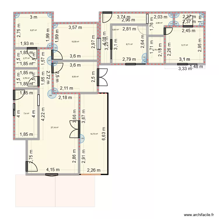 S&atilde;o Gabriel. Planta de 14 peças e 114 m²