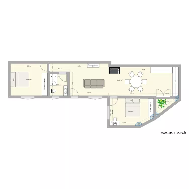 Ribeira vers&atilde;o 2. Planta de 5 Divisões e 74 m²