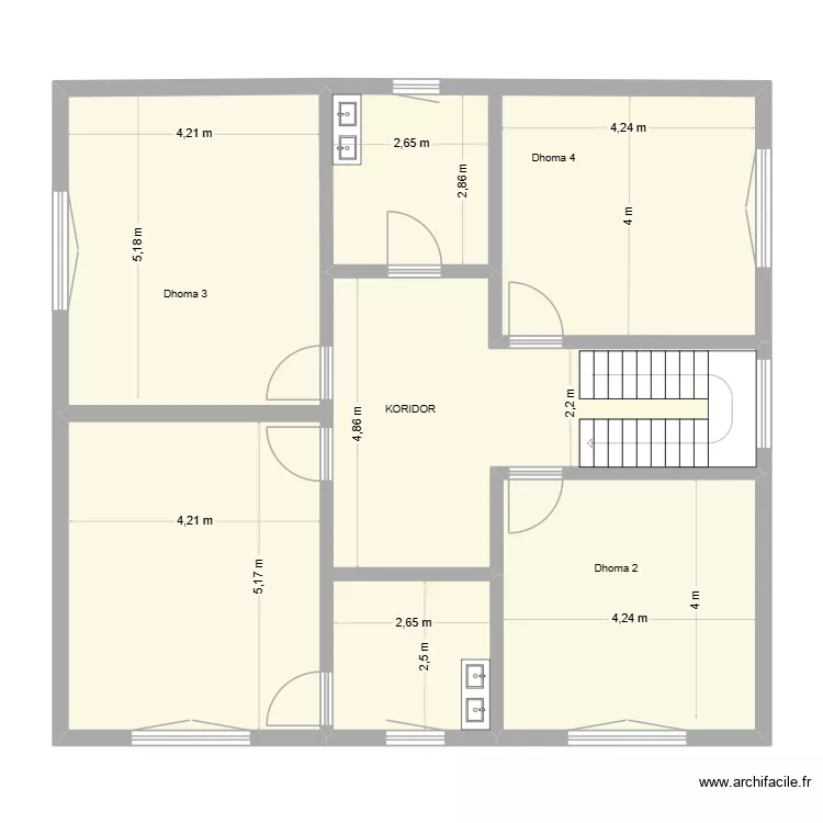 kati bujar demukaj model2. Planta de 4 Divisões e 114 m²