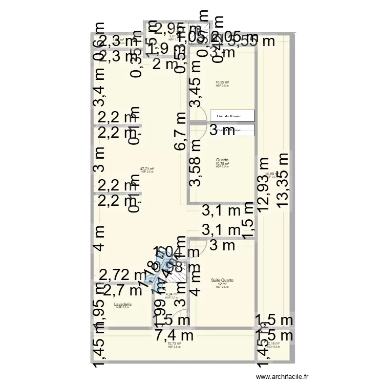 Esbo&ccedil;o casa 01. Planta de 11  e 129 m²