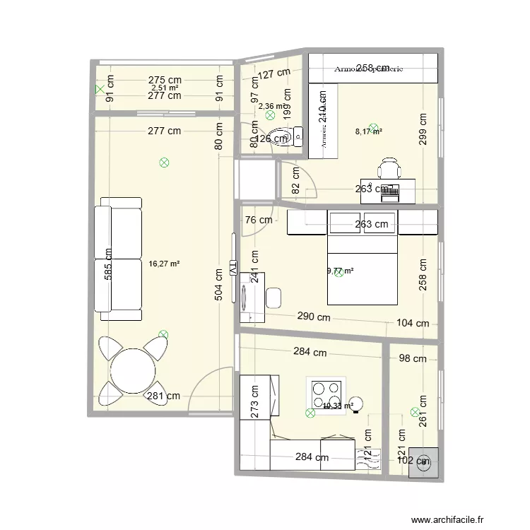 APTO D21. Planta de 6  e 49 m²