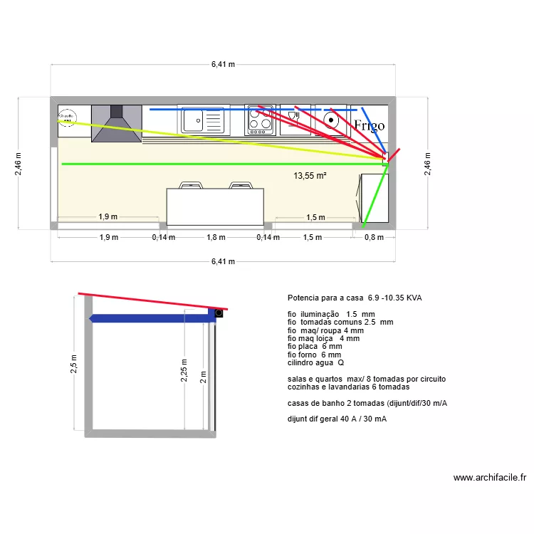 Churrasqueira 3. Planta de 1  e 14 m²