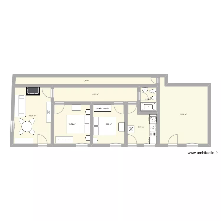 Casa 1 fase. Planta de 8  e 82 m²