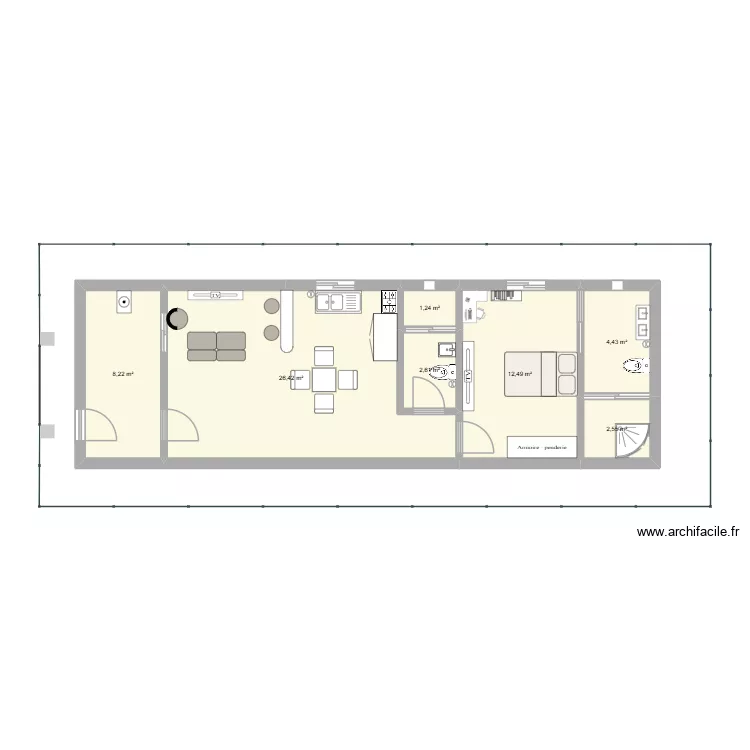 Minha casa 03. Planta de 7 Divisões e 58 m²