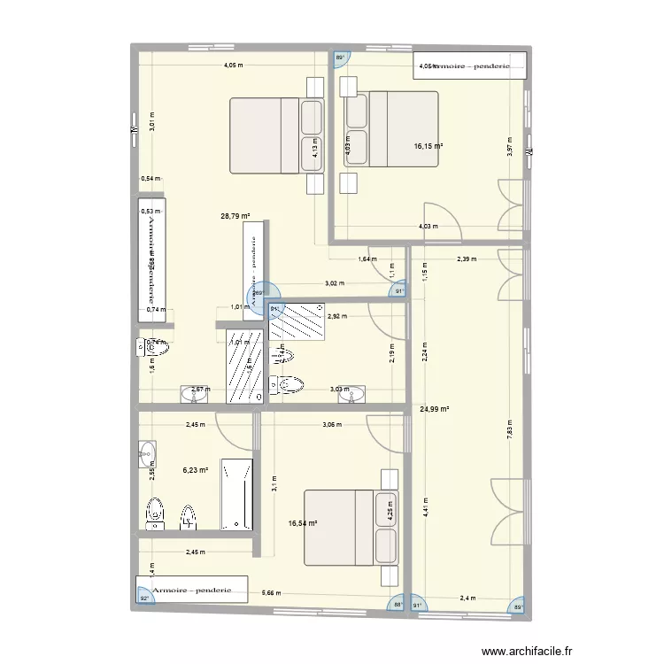 projeto 2 casa. Planta de 5 Divisões e 93 m²